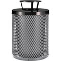 Global Equipment Outdoor Diamond Steel Trash Can With Rain Bonnet Lid, 36 Gallon, Gray 261926GY